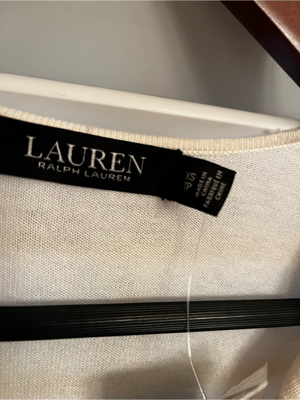 Ralph Lauren Ivory Knit Top with V-Neck Trim .xs .new with tags - Picture 3 of 8